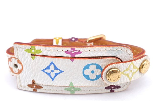 Auth LOUIS VUITTON Monogram Multicolor Bracelet Porto Adrdess M92594 White H8026