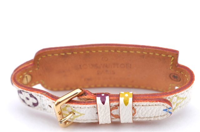 Auth LOUIS VUITTON Monogram Multicolor Bracelet Porto Adrdess M92594 White H8026
