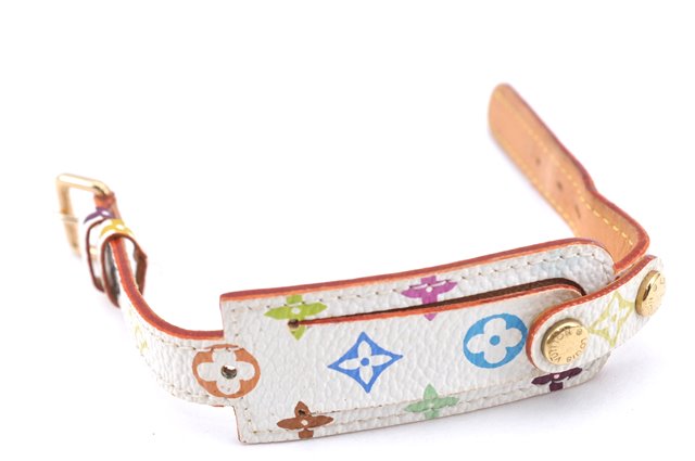 Auth LOUIS VUITTON Monogram Multicolor Bracelet Porto Adrdess M92594 White H8026