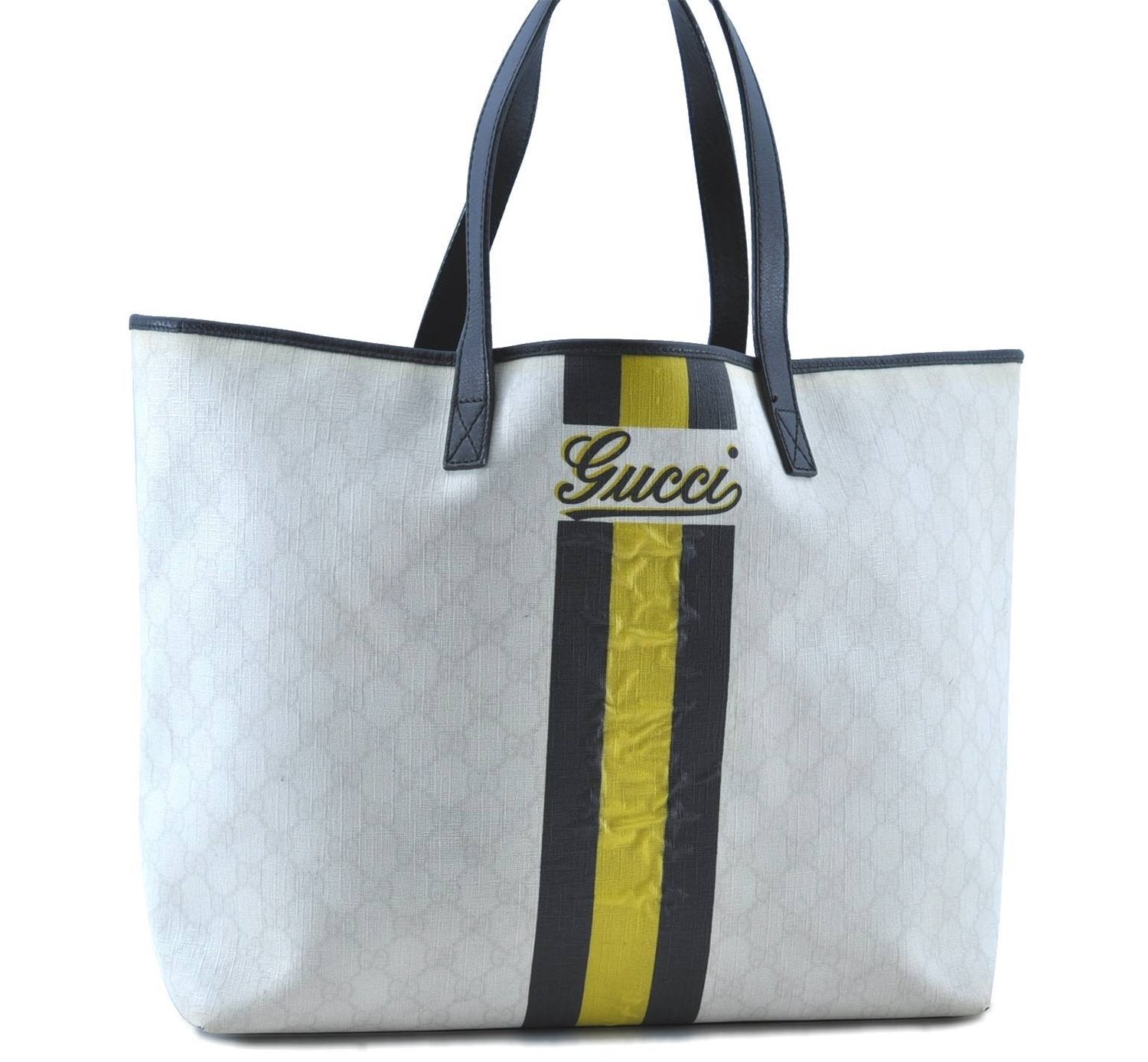 Authentic GUCCI Joy Line Shoulder Tote Bag GG PVC Leather 257245 White H8032