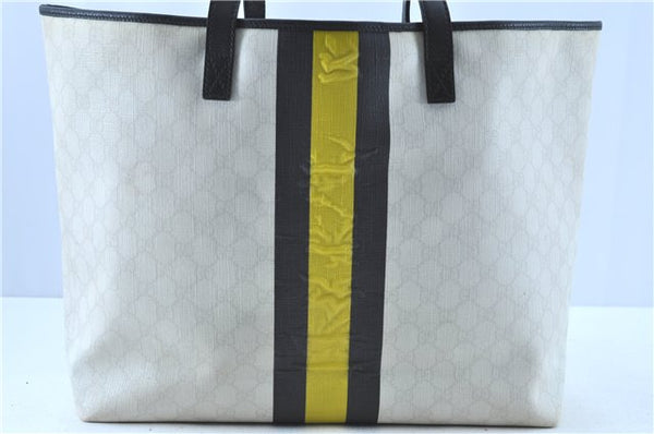 Authentic GUCCI Joy Line Shoulder Tote Bag GG PVC Leather 257245 White H8032