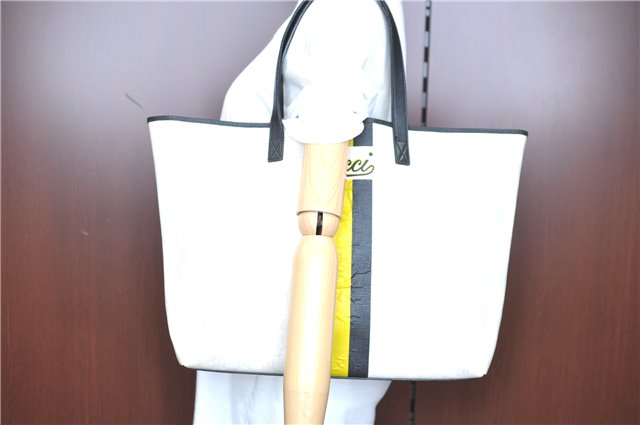 Authentic GUCCI Joy Line Shoulder Tote Bag GG PVC Leather 257245 White H8032