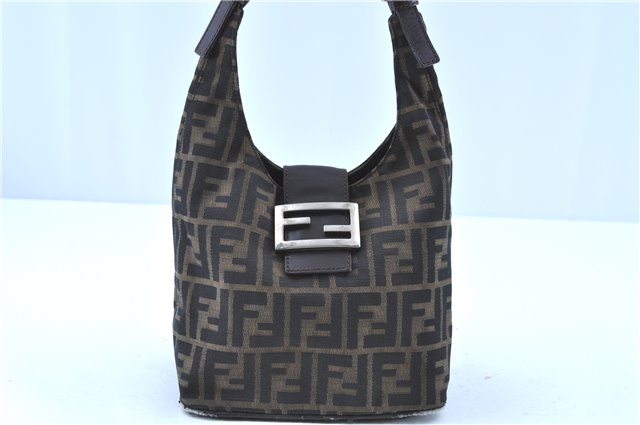 Auth FENDI Zucca Mamma Baguette Shoulder Hand Bag Canvas Leather Brown H8036