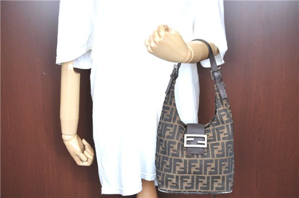Auth FENDI Zucca Mamma Baguette Shoulder Hand Bag Canvas Leather Brown H8036