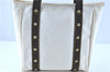Authentic LOUIS VUITTON Antigua Cabas MM Tote Bag White Brown M40036 LV H8041