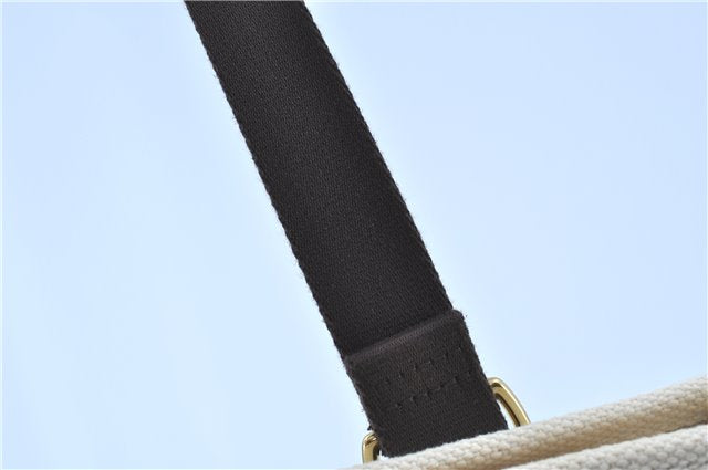 Authentic LOUIS VUITTON Antigua Cabas MM Tote Bag White Brown M40036 LV H8041