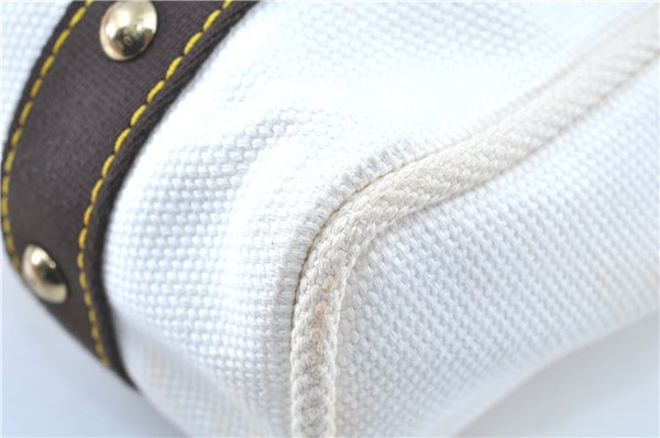 Authentic LOUIS VUITTON Antigua Cabas MM Tote Bag White Brown M40036 LV H8041