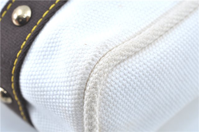 Authentic LOUIS VUITTON Antigua Cabas MM Tote Bag White Brown M40036 LV H8041