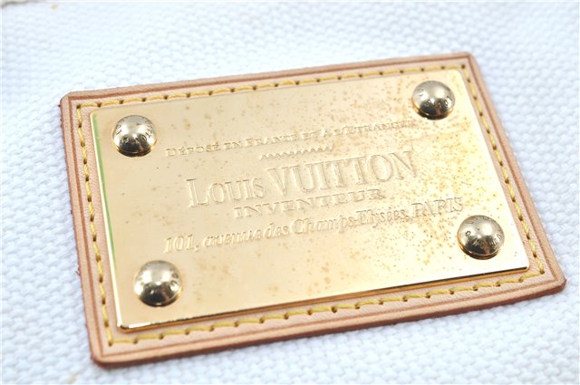 Authentic LOUIS VUITTON Antigua Cabas MM Tote Bag White Brown M40036 LV H8041