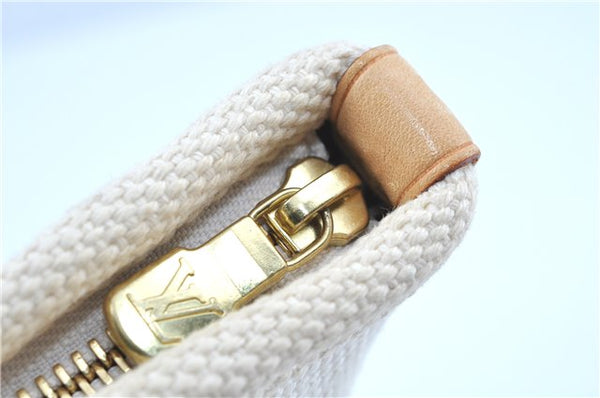 Authentic LOUIS VUITTON Antigua Cabas MM Tote Bag White Brown M40036 LV H8041