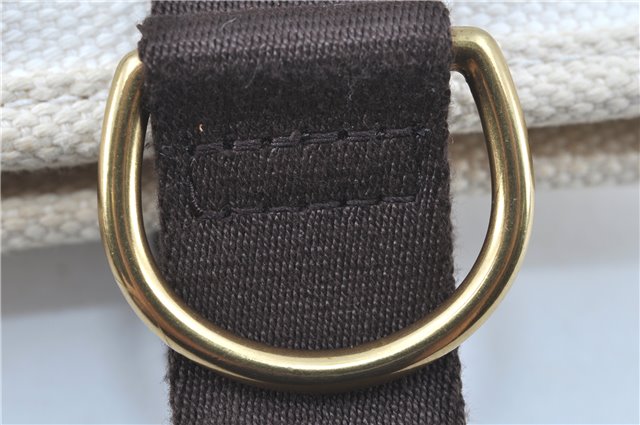 Authentic LOUIS VUITTON Antigua Cabas MM Tote Bag White Brown M40036 LV H8041