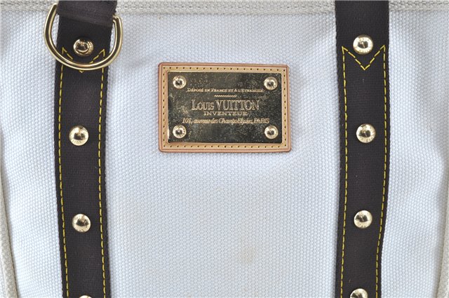 Authentic LOUIS VUITTON Antigua Cabas MM Tote Bag White Brown M40036 LV H8041