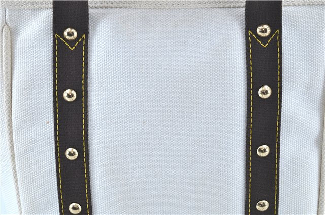 Authentic LOUIS VUITTON Antigua Cabas MM Tote Bag White Brown M40036 LV H8041