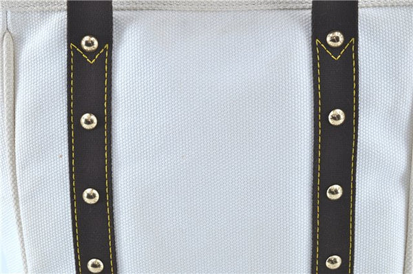 Authentic LOUIS VUITTON Antigua Cabas MM Tote Bag White Brown M40036 LV H8041