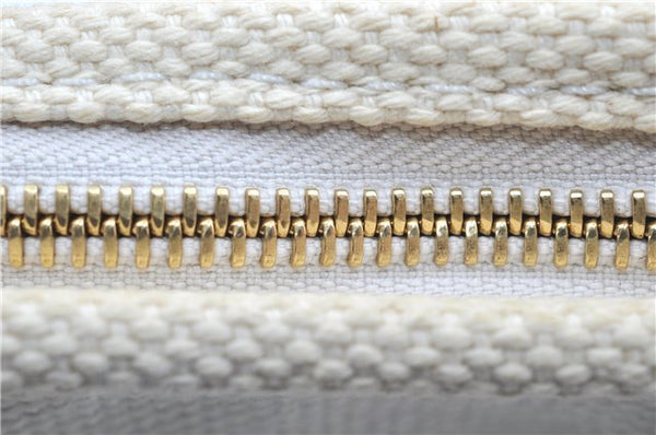 Authentic LOUIS VUITTON Antigua Cabas MM Tote Bag White Brown M40036 LV H8041