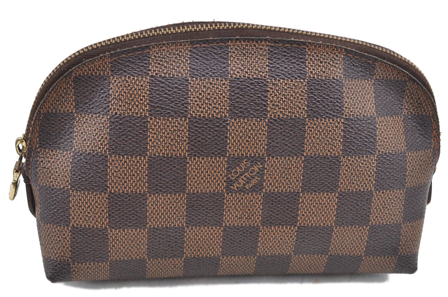 Authentic LOUIS VUITTON Damier Pochette Cosmetic Pouch N47516 LV H8043