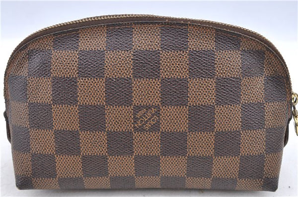 Authentic LOUIS VUITTON Damier Pochette Cosmetic Pouch N47516 LV H8043