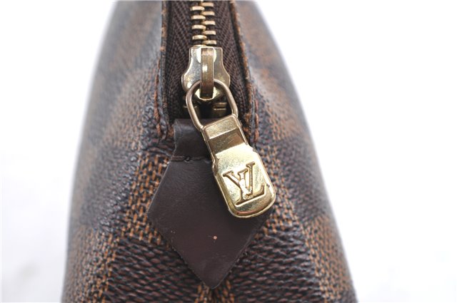 Authentic LOUIS VUITTON Damier Pochette Cosmetic Pouch N47516 LV H8043