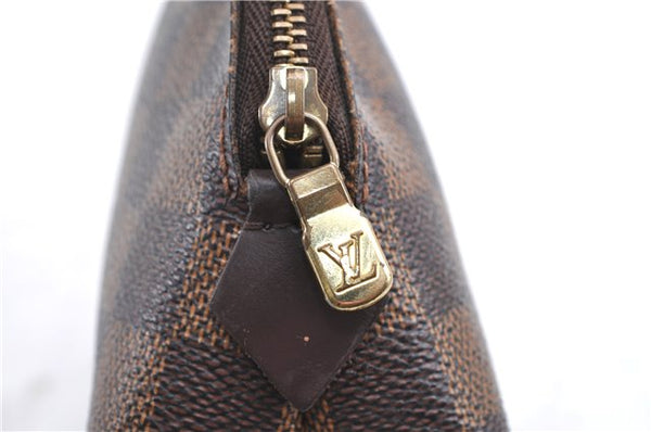Authentic LOUIS VUITTON Damier Pochette Cosmetic Pouch N47516 LV H8043