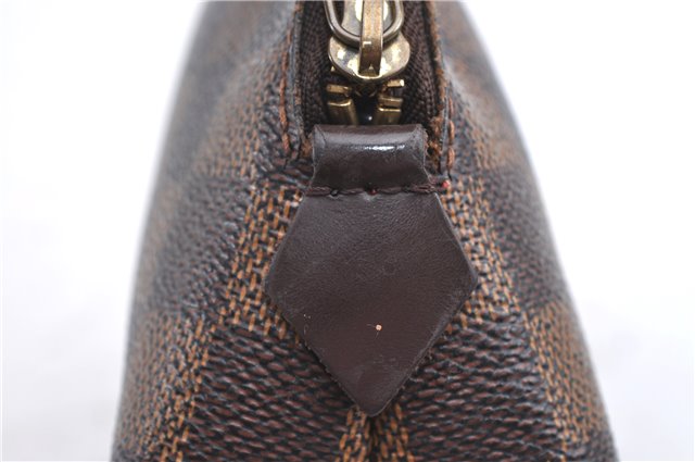 Authentic LOUIS VUITTON Damier Pochette Cosmetic Pouch N47516 LV H8043