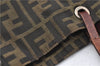 Authentic FENDI Zucca Hand Tote Bag Purse Nylon Leather Brown H8055