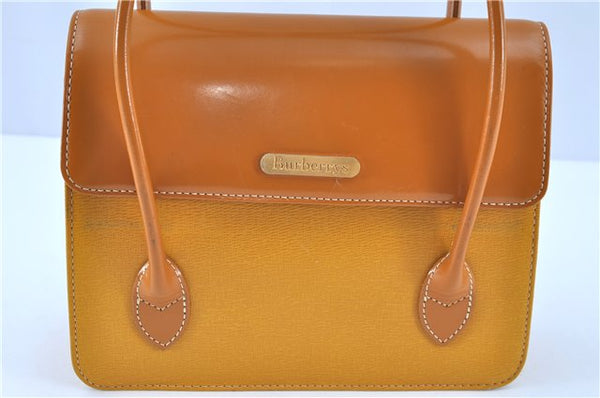 Authentic Burberrys Vintage Leather Hand Bag Yellow H8056
