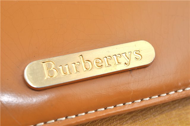 Authentic Burberrys Vintage Leather Hand Bag Yellow H8056