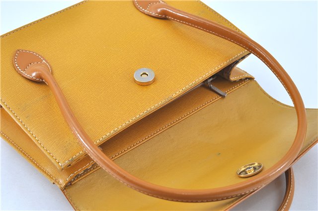 Authentic Burberrys Vintage Leather Hand Bag Yellow H8056