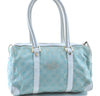 Authentic GUCCI Hand Boston Bag Purse GG Canvas Leather 0000851 Light Blue H8058