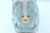 Authentic GUCCI Hand Boston Bag Purse GG Canvas Leather 0000851 Light Blue H8058