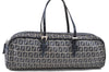 Authentic FENDI Zucchino Hand Bag Canvas Leather Navy Blue H8064