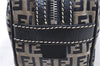 Authentic FENDI Zucchino Hand Bag Canvas Leather Navy Blue H8064