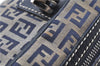 Authentic FENDI Zucchino Hand Bag Canvas Leather Navy Blue H8064