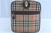 Authentic Burberrys Nova Check Canvas Leather Travel Boston Bag Beige H8074