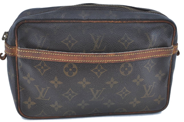 Auth LOUIS VUITTON Monogram Compiegne 23 Clutch Hand Bag M51847 Junk H8075