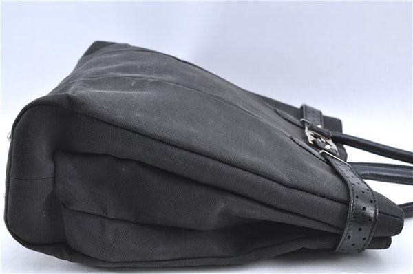 Authentic GUCCI Interlocking G Hand Tote Bag Canvas Leather 114838 Black H8082