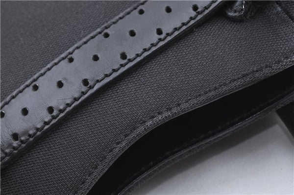 Authentic GUCCI Interlocking G Hand Tote Bag Canvas Leather 114838 Black H8082