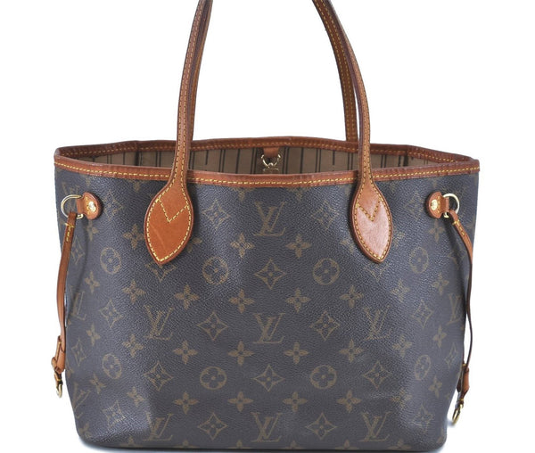 Authentic LOUIS VUITTON Monogram Neverfull PM Tote Bag M40155 LV H8087