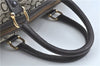Authentic CELINE C Macadam Blason Hand Boston Bag Canvas Leather Brown H8097
