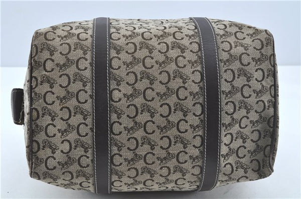 Authentic CELINE C Macadam Blason Hand Boston Bag Canvas Leather Brown H8097