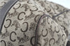 Authentic CELINE C Macadam Blason Hand Boston Bag Canvas Leather Brown H8097