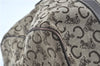 Authentic CELINE C Macadam Blason Hand Boston Bag Canvas Leather Brown H8097
