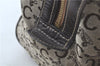 Authentic CELINE C Macadam Blason Hand Boston Bag Canvas Leather Brown H8097