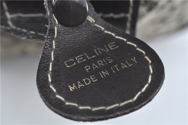 Authentic CELINE C Macadam Blason Hand Boston Bag Canvas Leather Brown H8097