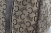 Authentic CELINE C Macadam Blason Hand Boston Bag Canvas Leather Brown H8097
