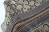 Authentic CELINE C Macadam Blason Hand Boston Bag Canvas Leather Brown H8097