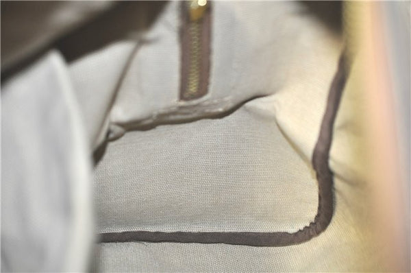 Authentic CELINE C Macadam Blason Hand Boston Bag Canvas Leather Brown H8097