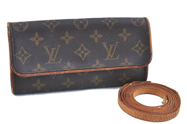 Authentic LOUIS VUITTON Monogram Pochette Twin PM Shoulder Bag M51854 LV H8128