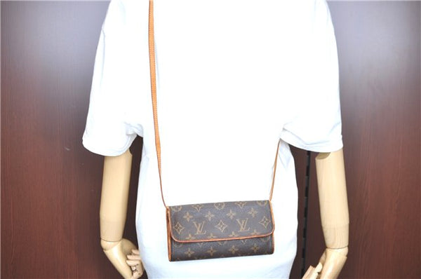 Authentic LOUIS VUITTON Monogram Pochette Twin PM Shoulder Bag M51854 LV H8128