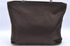 Authentic PRADA Satin Leather Plastic Tote Hand Bag Purse Brown H8151